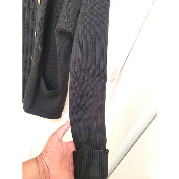 Preview Basics Y2k Black Cardigan Women's XL Ribbed Design Button Closure - Picture 7 of 14